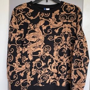 Damask patterned crewneck sweater